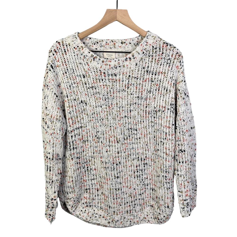 Harper Heritage Women‎ Knit Sweater Chunky Speckled Confetti 4 Sleeve Cream